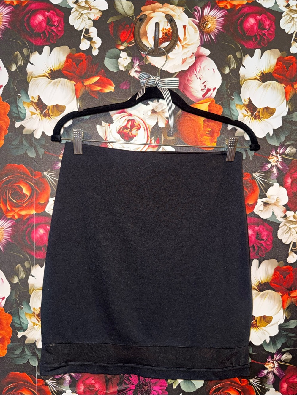 Express Black Pencil Skirt with Mesh Panel, Small